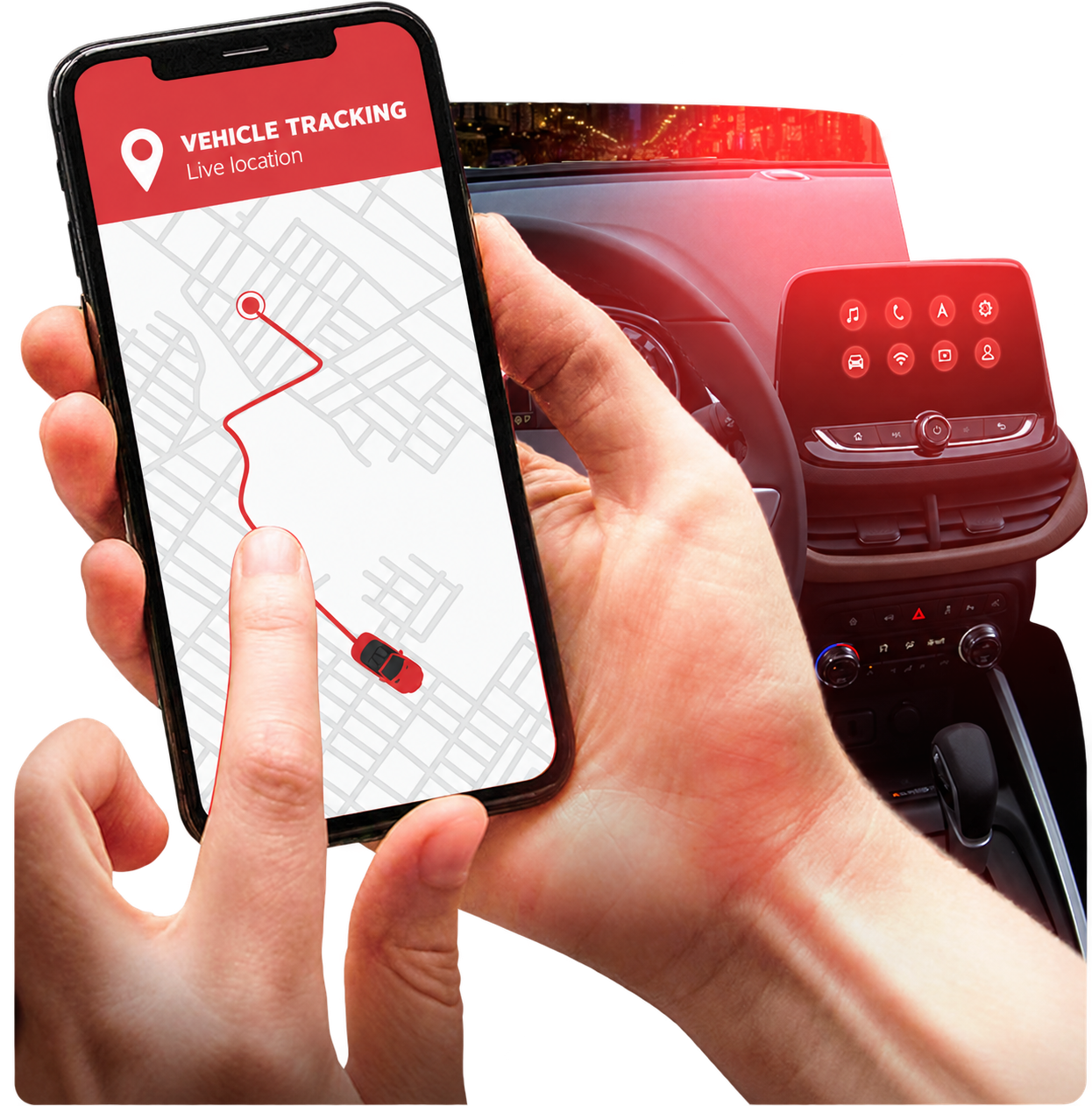 A vehicle tracking application on a phone
